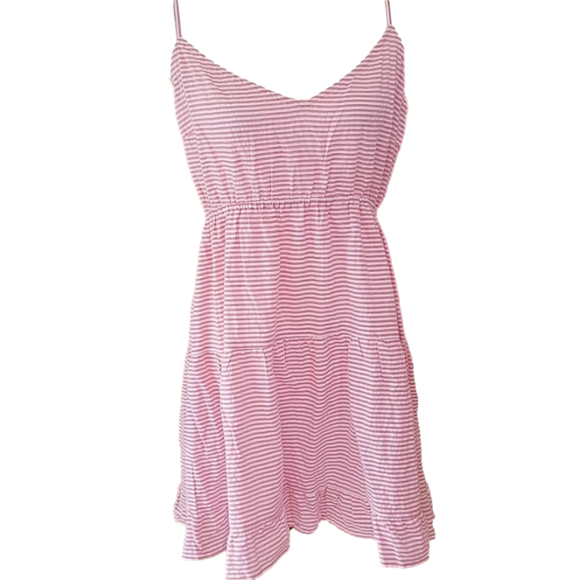 Beach By Exist Pink Striped Lace Up Back Spaghetti Strap Dress Size XL NWT - Picture 1 of 10